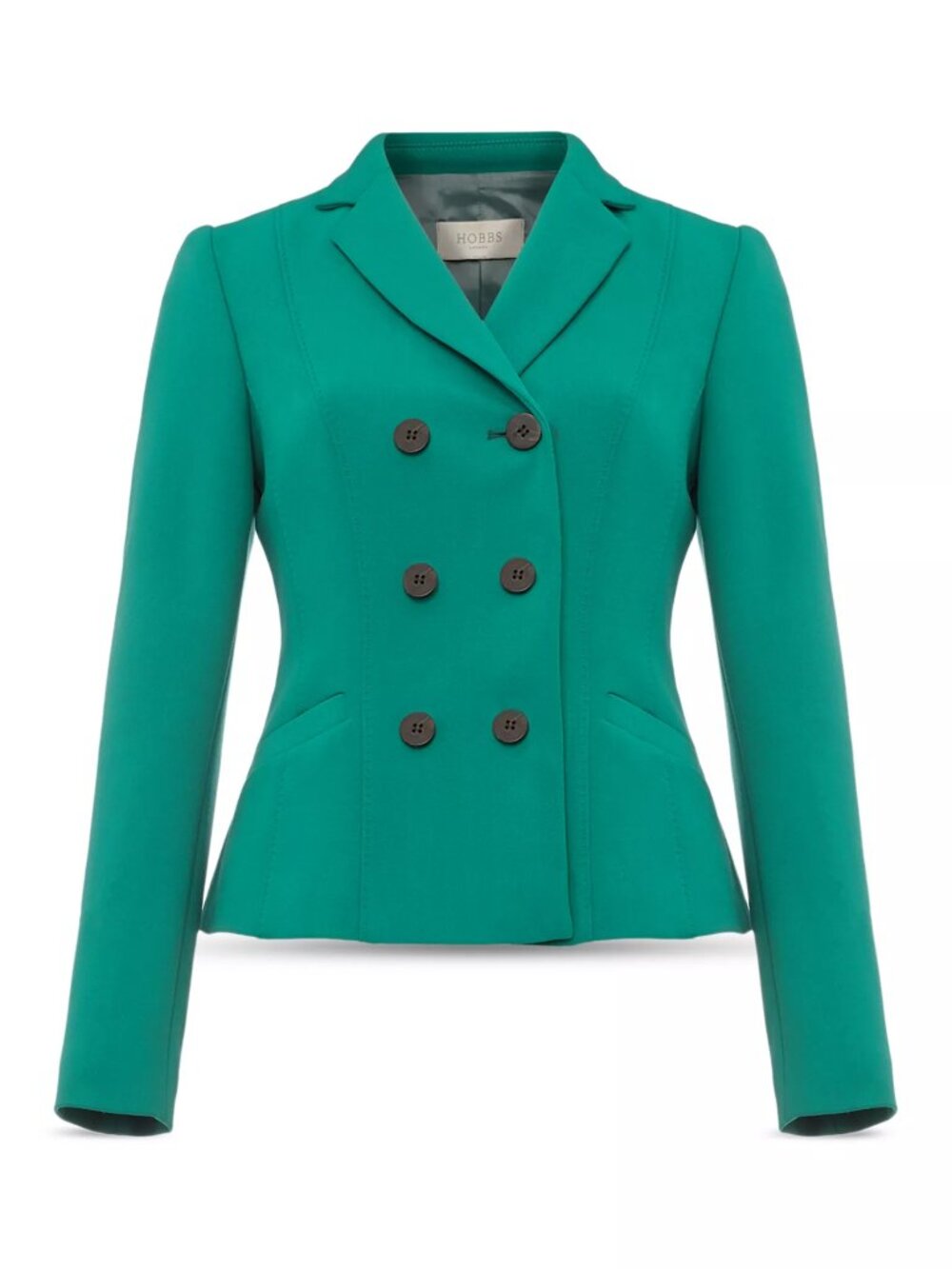 Hobbs Beatrice Double Breasted Jacket Green Blazer Preppy Twee Office UK14 US10